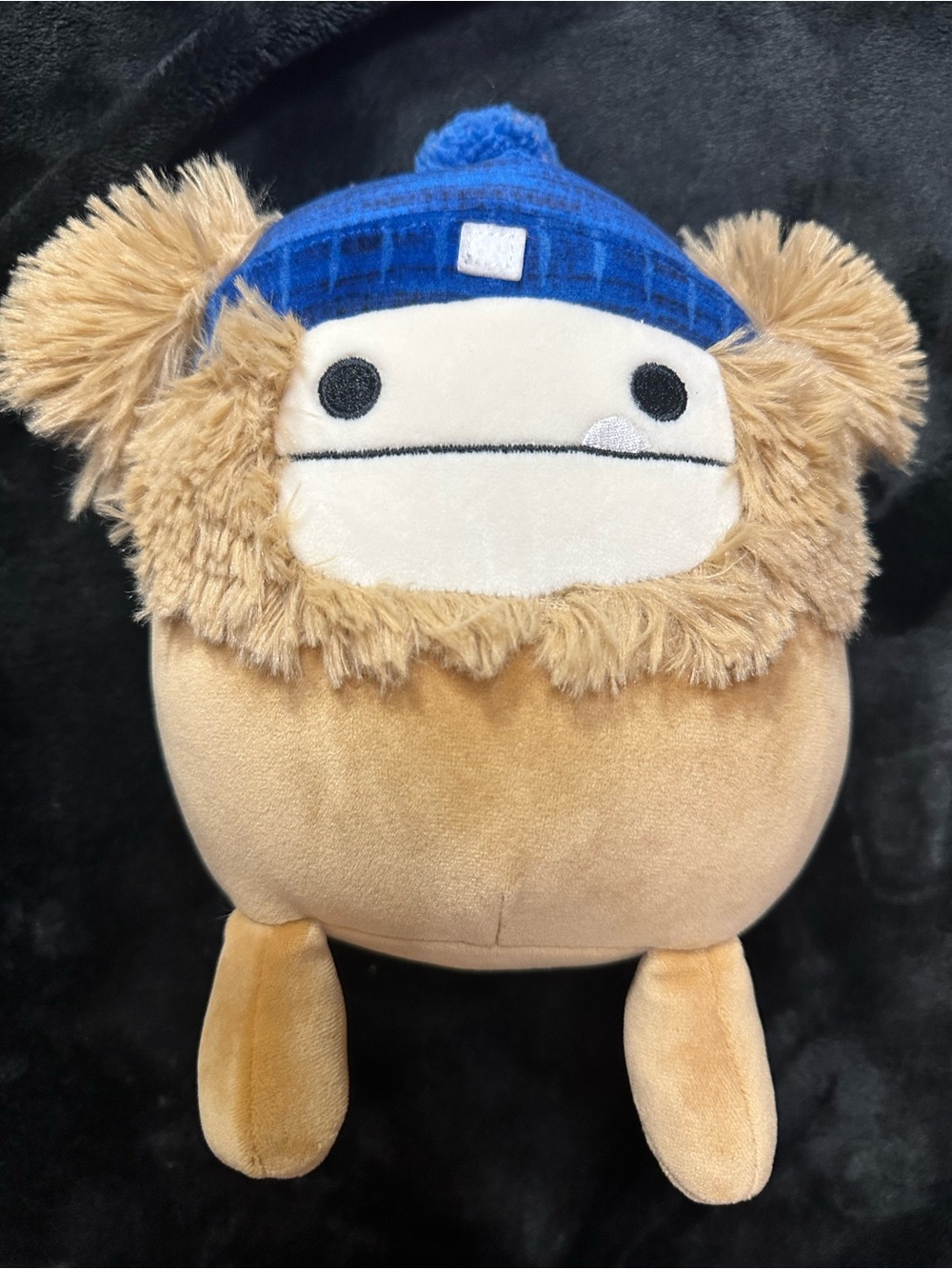 Squishmallow Plush Brown Bigfoot Blue Beanie Hat Stuffed Animal Cute Collectible
